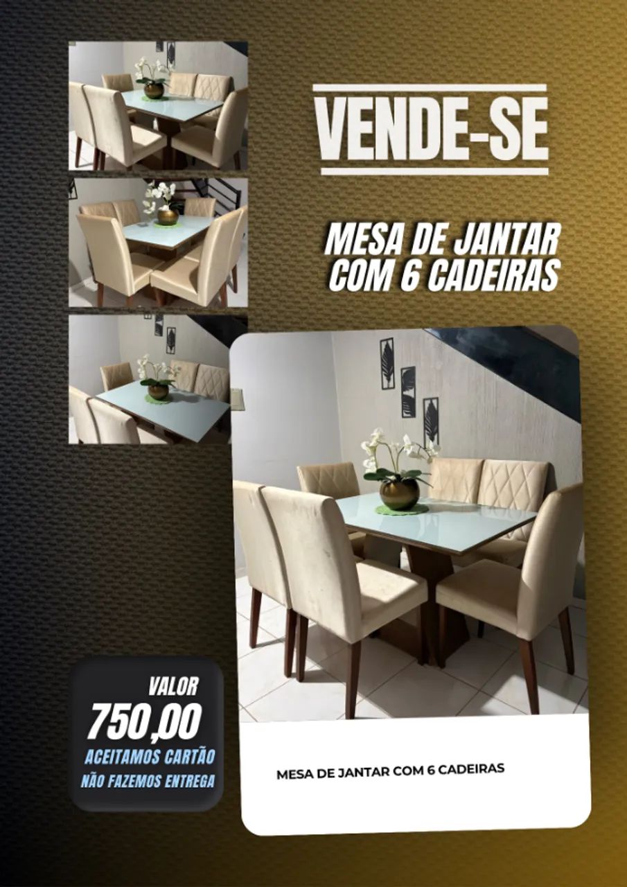 MESA DE JANTAR COM 6 CADEIRAS