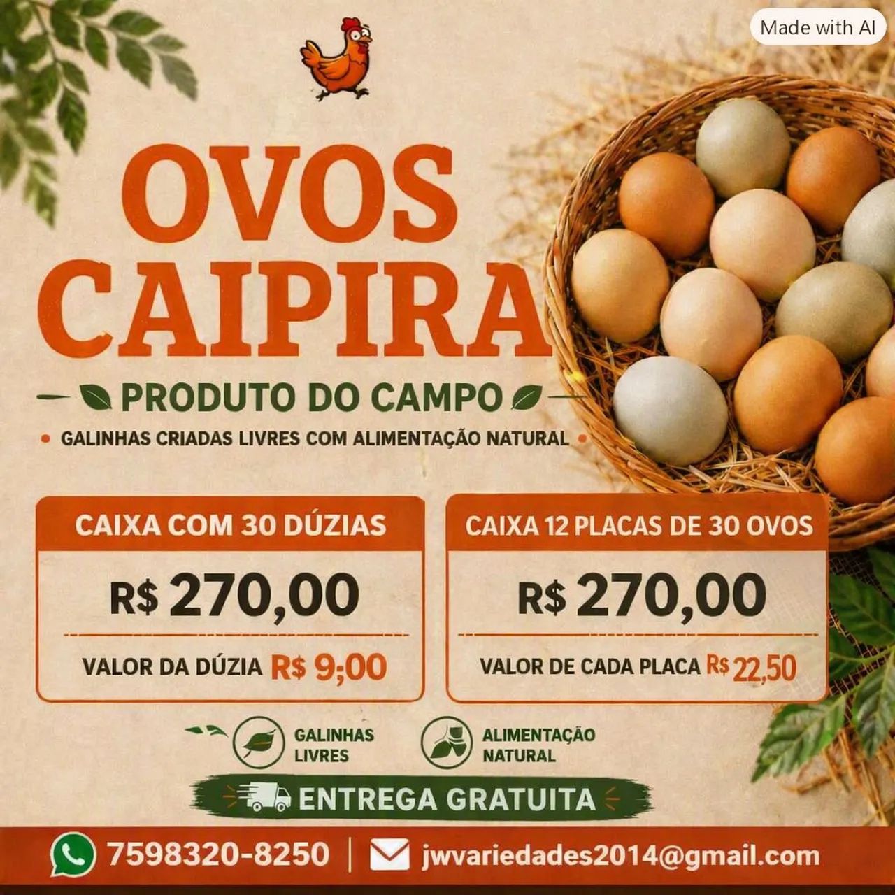 VENDO OVOS CAIPIRA ORIGINAL 