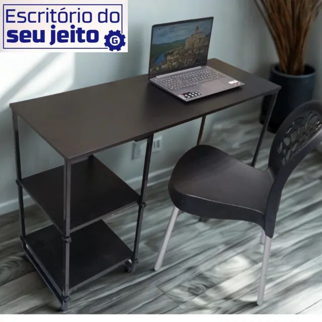 Escrivaninha Industrial 1,1m NOVA Mesa Multiuso Escritório Computador Notebook de Estudo - Foto 3