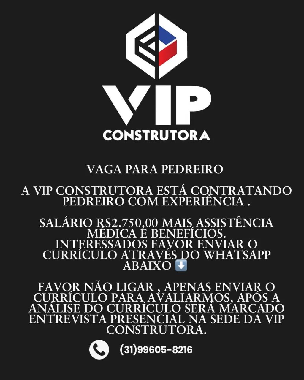 Vaga para pedreiro