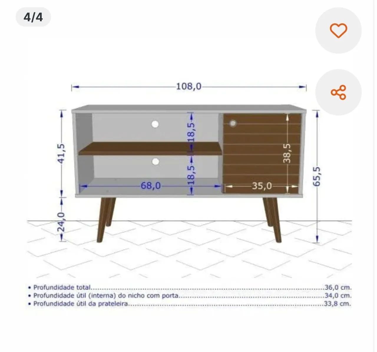 Rack para TV na cor preta  - Foto 2