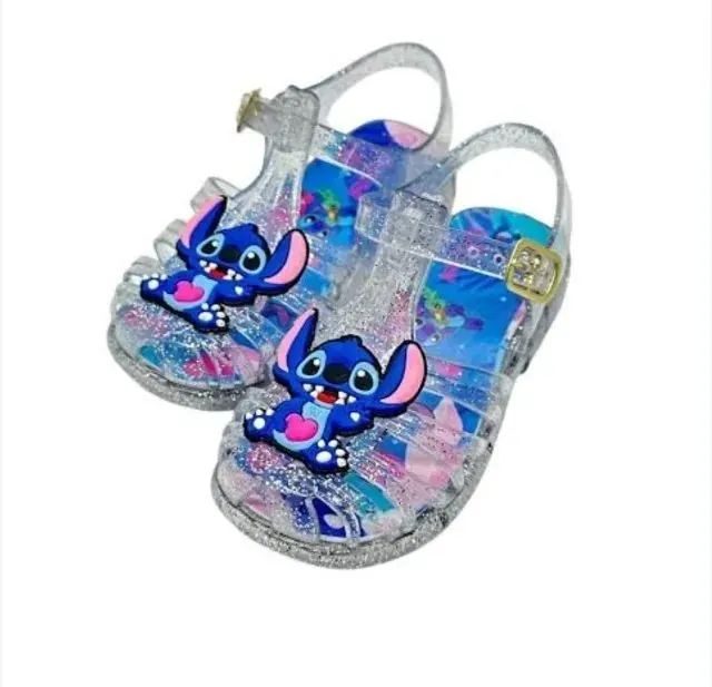 Sandália infantil transparente com glitter Stitch- NOVA