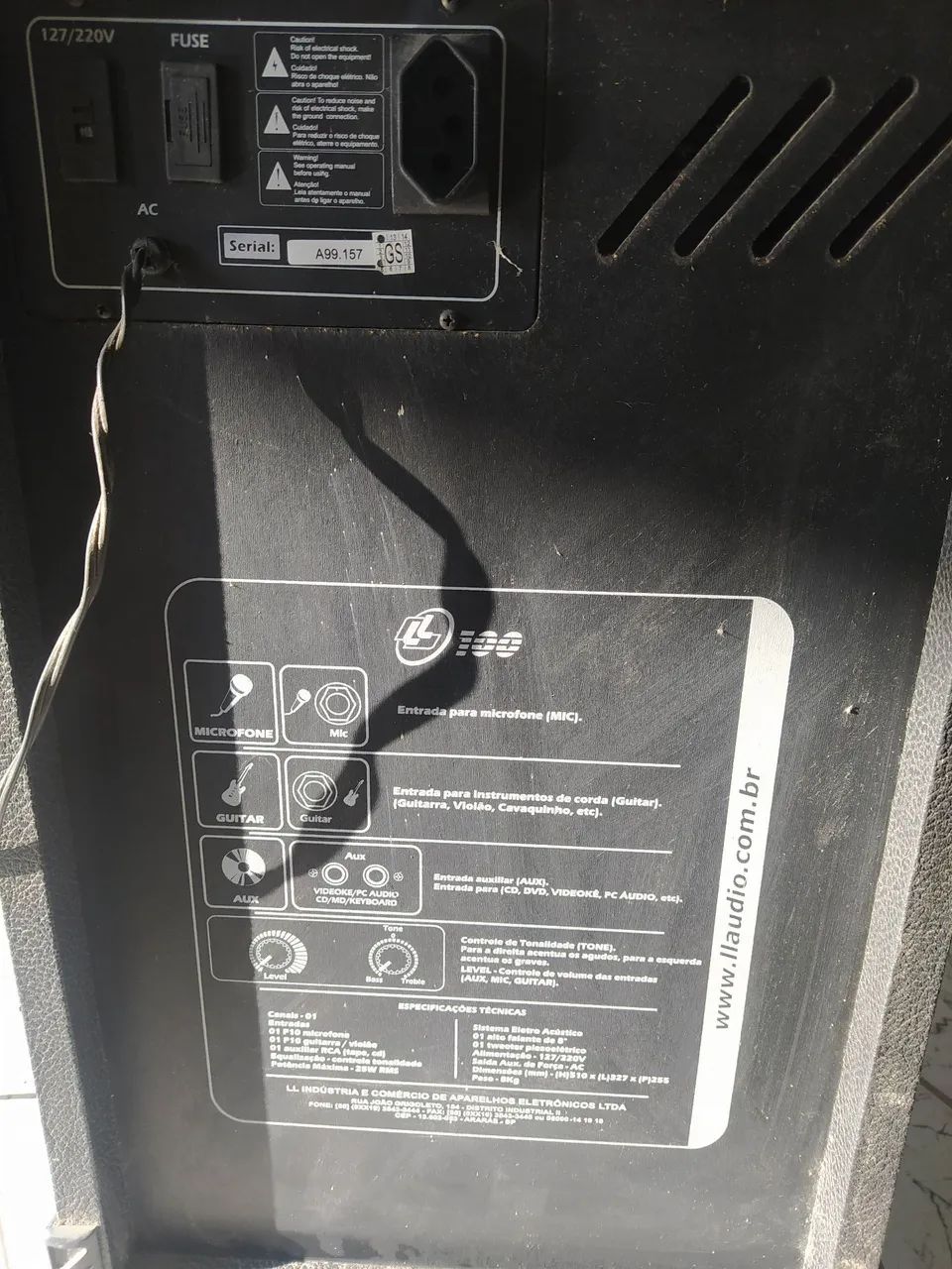 Caixa Amplificada LL 100 com Chiado Funcionando - Para Reparo ou Uso - Foto 4
