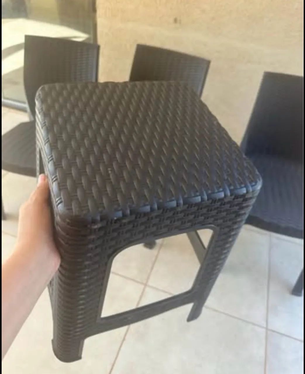 Kit 3 Cadeiras + 1 Banco Plástico Rattan - Sem Braço - Foto 2