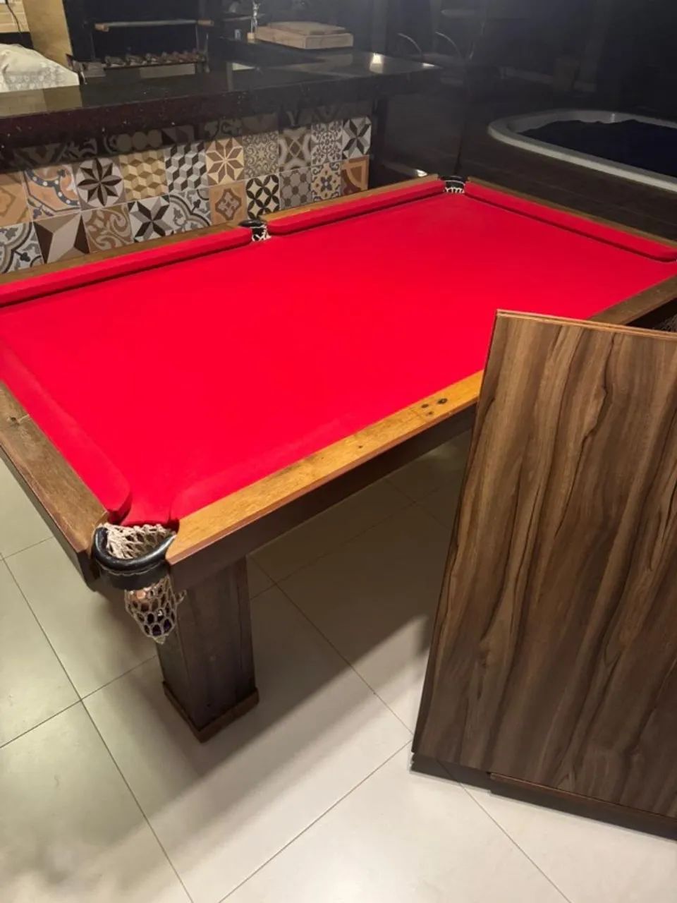 Mesa de sinuca madeira com tampa 