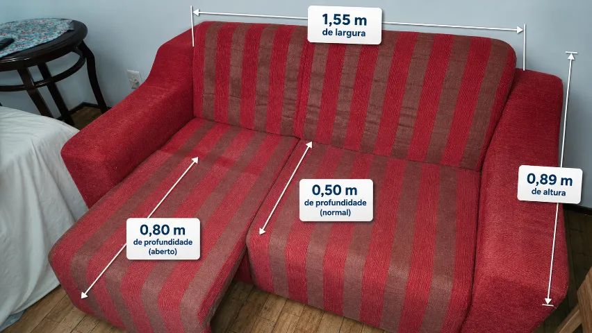 Sofá retrátil de 2 lugares 1,55 m - compacto e confortável (Excelente conservação)