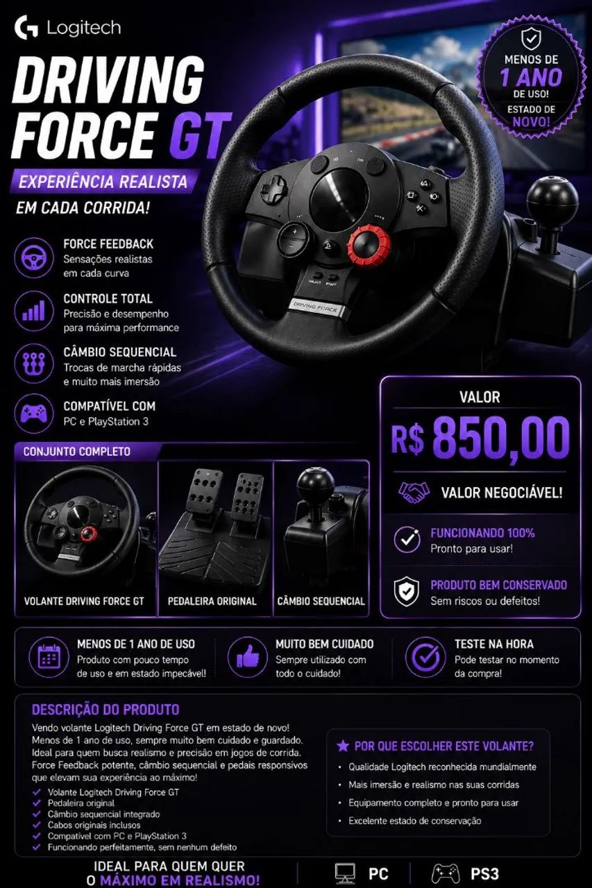 Volante Logitech Driving Force GT 