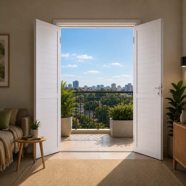PORTA CENTRAL EM LAMBRIL 210X150 BRANCA | MODERNA E RESISTE GARANTIA DE FABRICA 