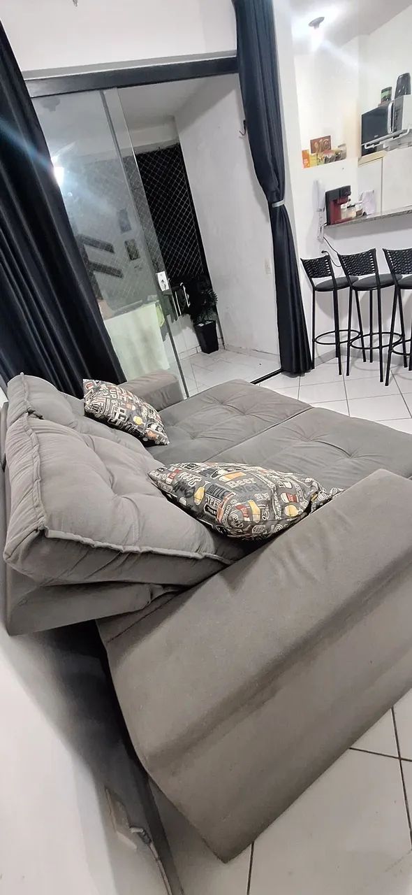 Sofá Retrátil Cinza 3 lugares - Foto 2