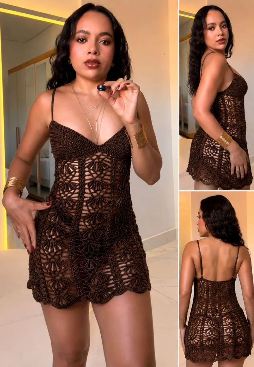 Vestido oliva de crochê  - Foto 2