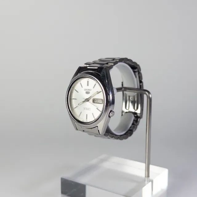 Seiko 5  * Vintage 1987 Automático - Mostrador Branco 37mm - PF237 - Foto 3