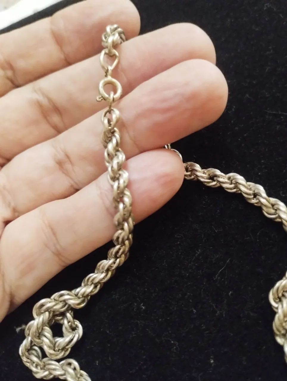 Corrente em prata de lei, elo trançado, peça maciça  - Foto 3