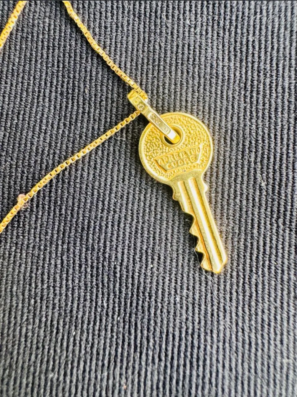 Corrente com pingente chave ouro 18k - Foto 2