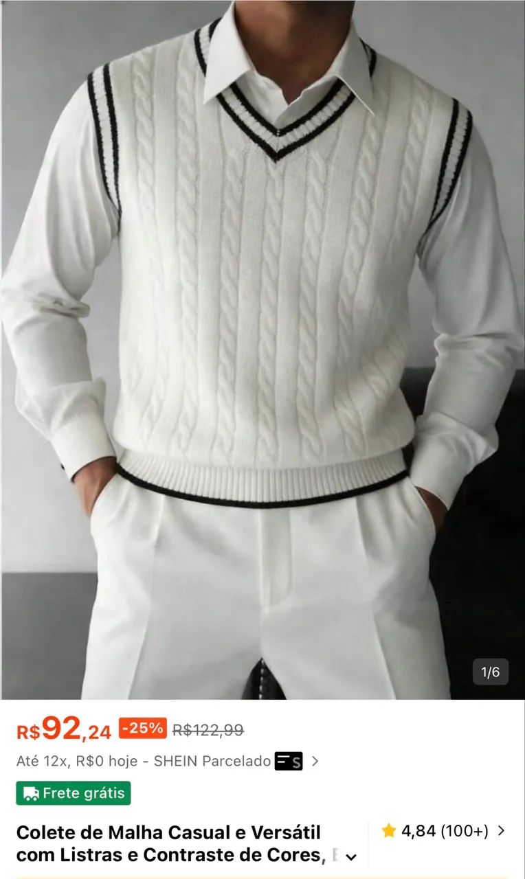Colete de malha casual suéter  - Foto 4