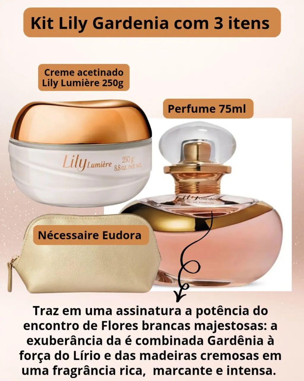 Kit Lily Gardenia O Boticário- feminino com 3 itens 