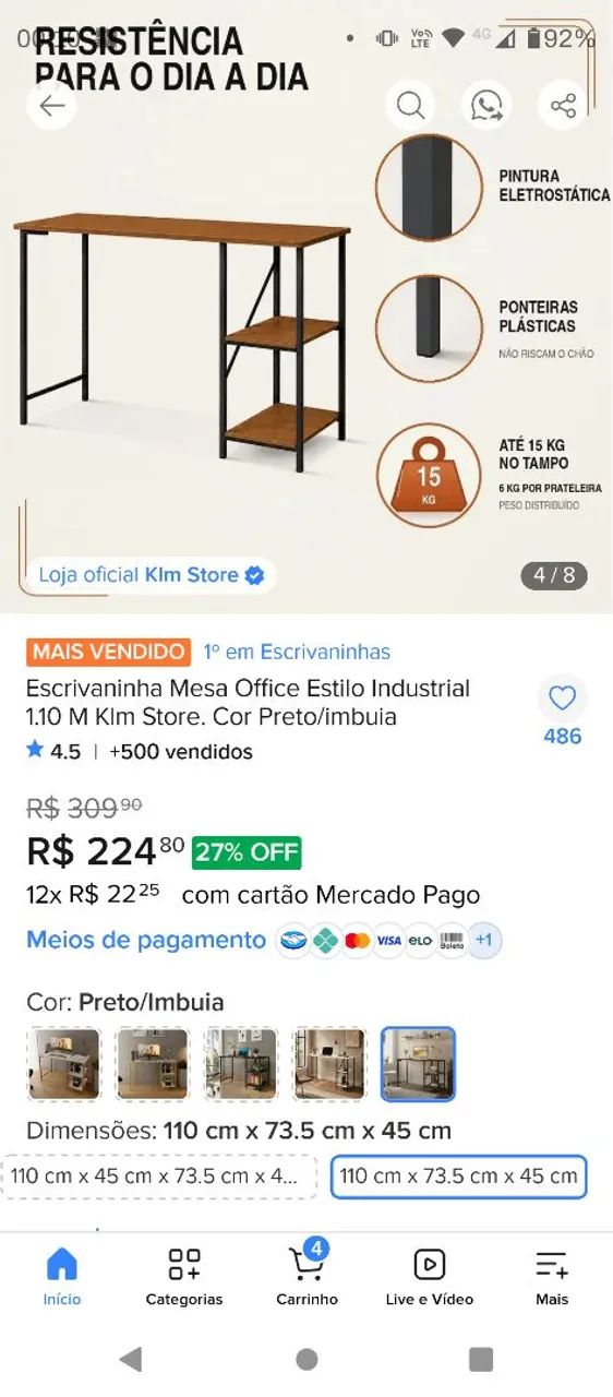 Escrivaninha multiuso estilo industrial  - Foto 4