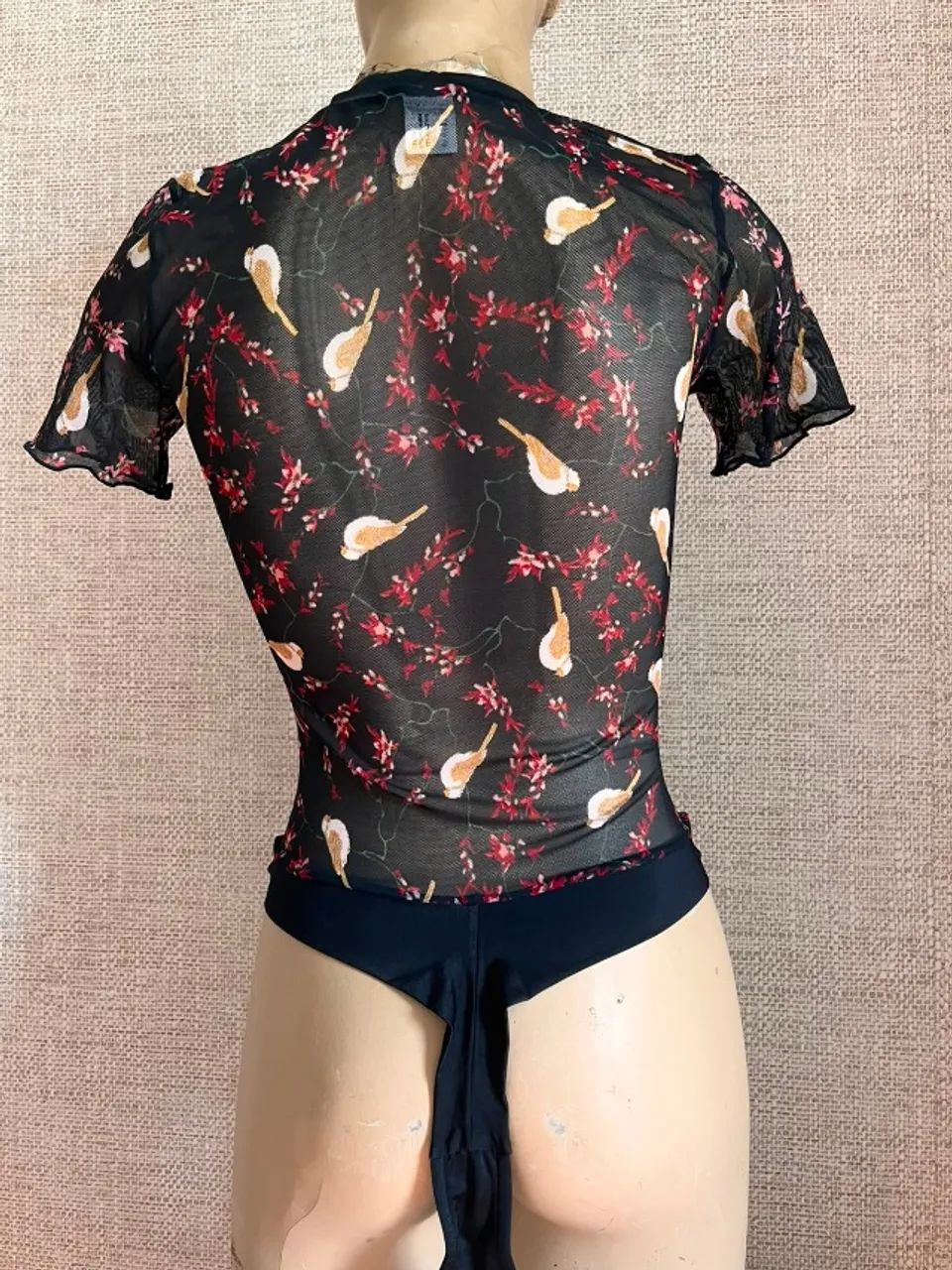 body tule preto com estampa - Foto 2