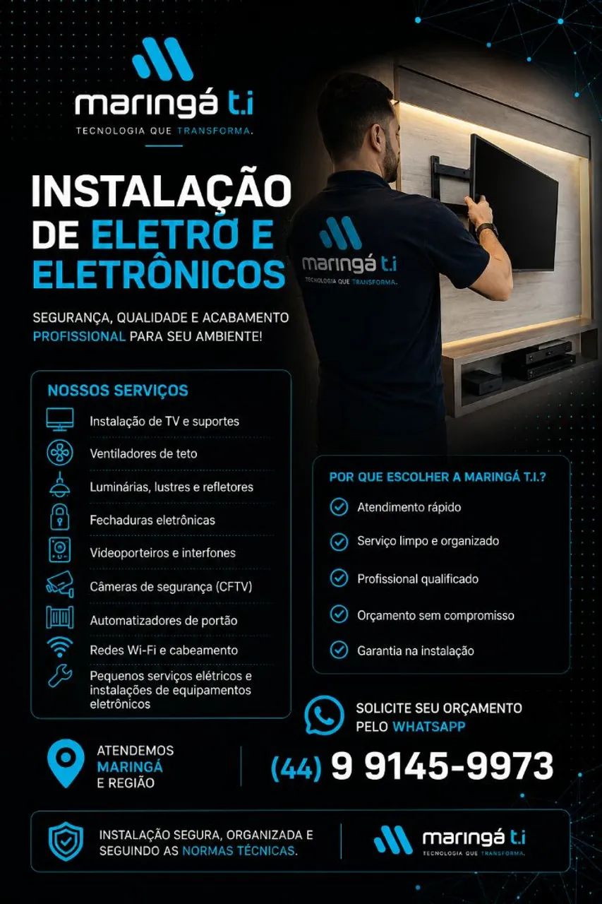 Instalação de Eletro e Eletrônicos em Maringá | Atendimento Rápido