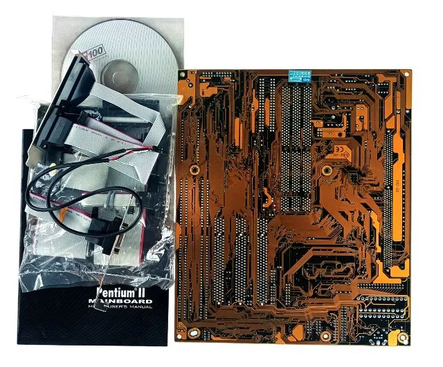 mother board placa mãe pc100 bx pro nova com cabos manual pentium 2 mb32
