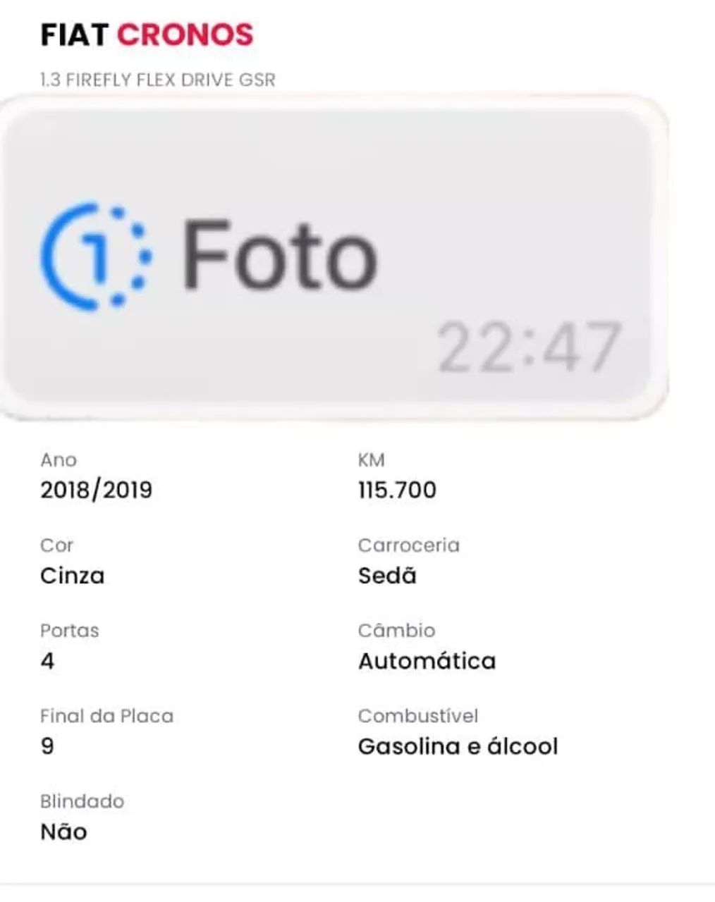 Fiat Cronos 1.3 8V Flex 2019