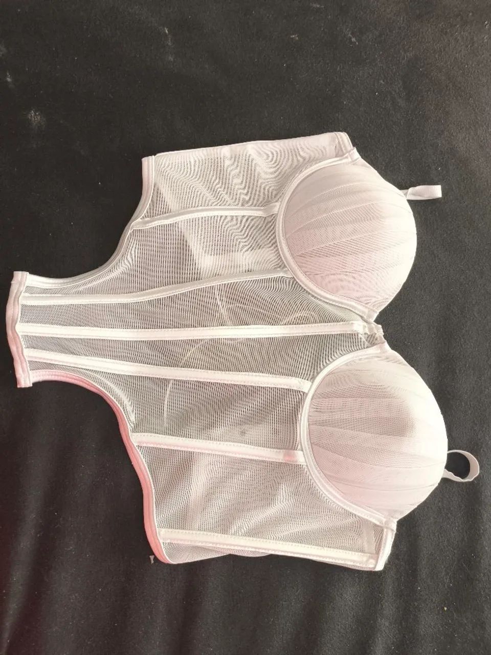 Croped branco corset com amarração 