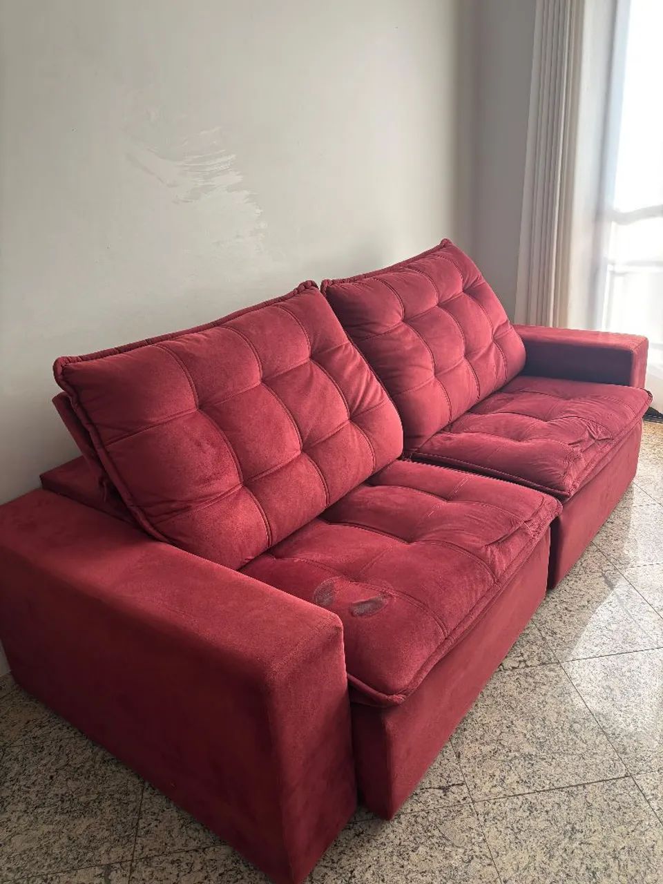 sofá retrátil e reclinável de veludo usado - Foto 2
