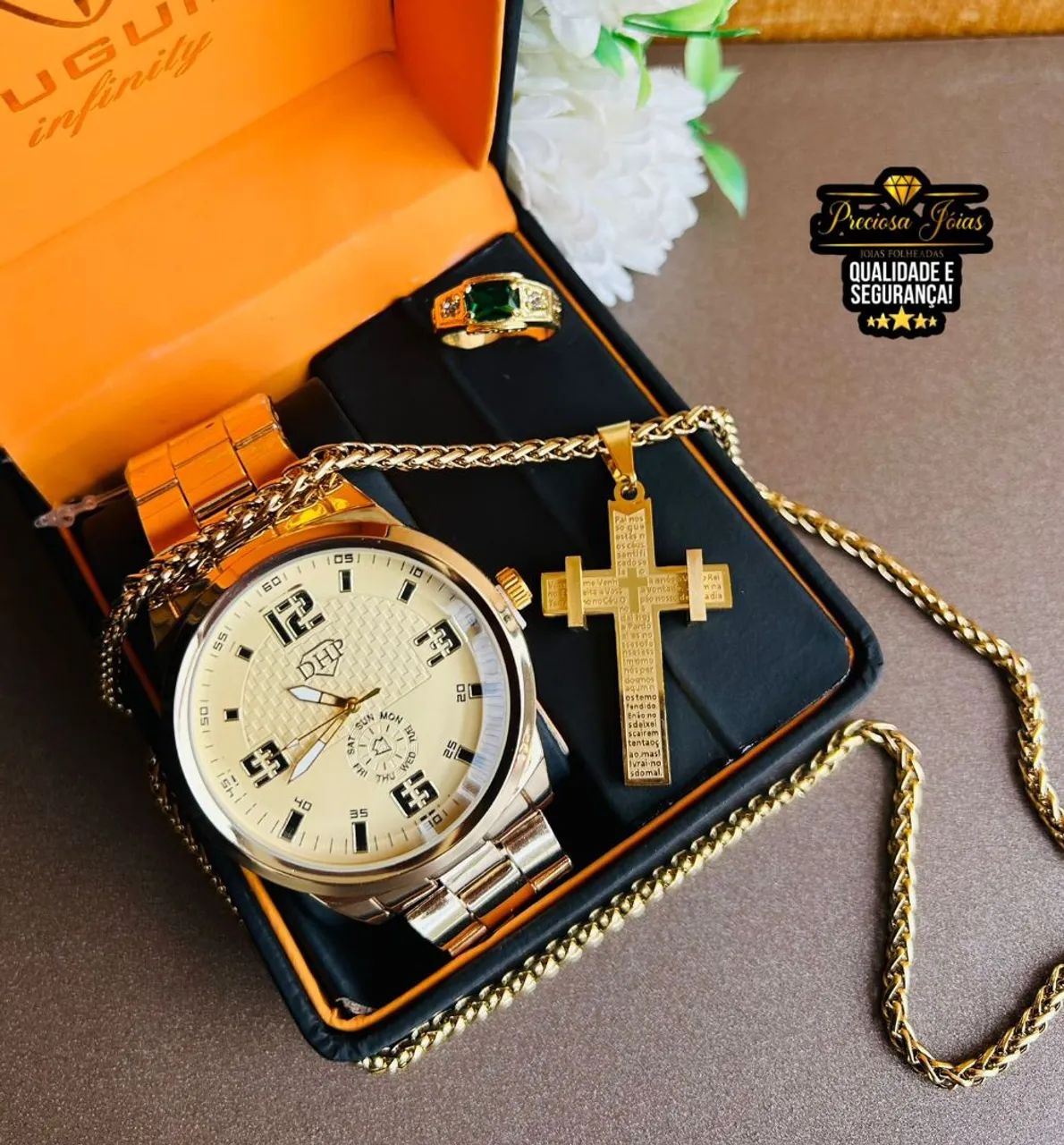 Relógio masculino luxo resistente + cordão e Ane  - Foto 5