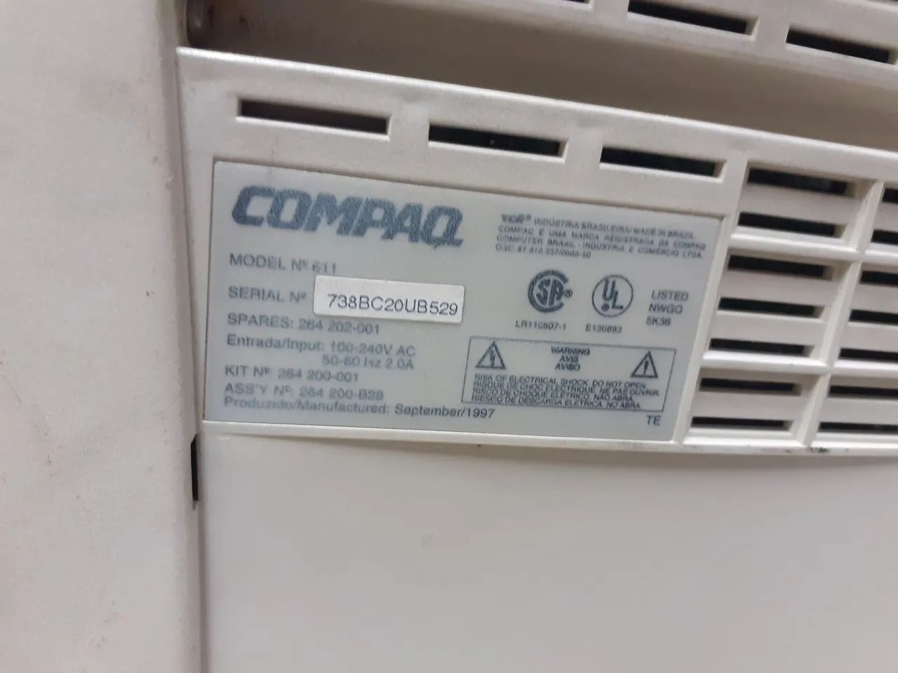 Monitor Crt Compac Modelo N?611 Computador Antigo 286 386 486 LIGA NÃO DA IMAGEM NO ESTADO - Foto 6