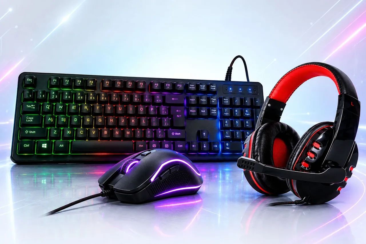 Kit Gamer 3 em 1: Teclado, Mouse e Headset RGB para PC