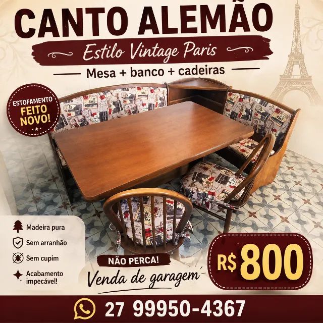 ? CANTO ALEMÃO VINTAGE PARIS ? R$ 800