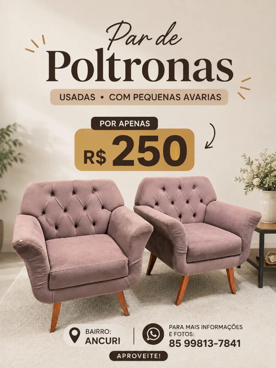 Par de poltronas usadas