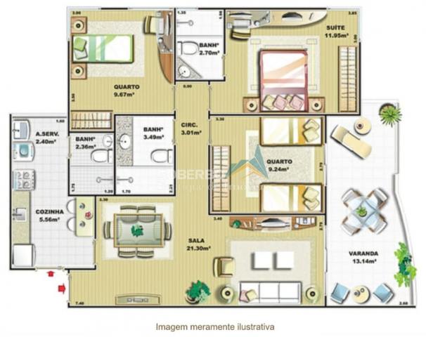 Apartamento 3 Quartos (1 Suíte) com Armários, 2 Vagas, Alto, Teresópolis, RJ - Foto 12