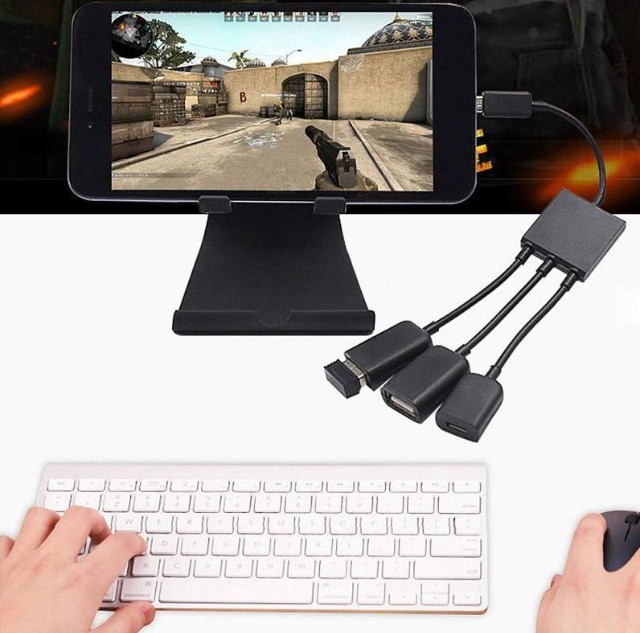  Cabo 4 Em 1 Portas Micro Usb Cubo Adaptador Com Poder CarregamentO Otg Arduino COD-CP300 - Foto 2