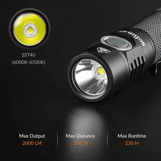 Lanterna Tática Sofirn Sc31t 2000lm Usb-c Com Bateria - Foto 5