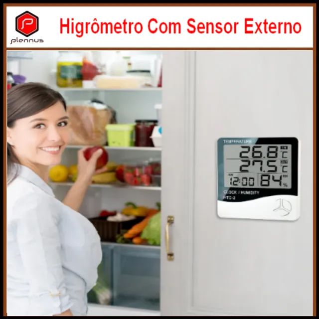 Termo-Higrômetro medição Umidade/temperatura Interna e Externa com Sensor Relógio z549  - Foto 4