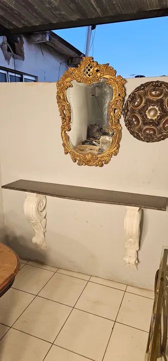 Moveis, aparador suspenso de madeira e mármore,  antiguidades  - Foto 5