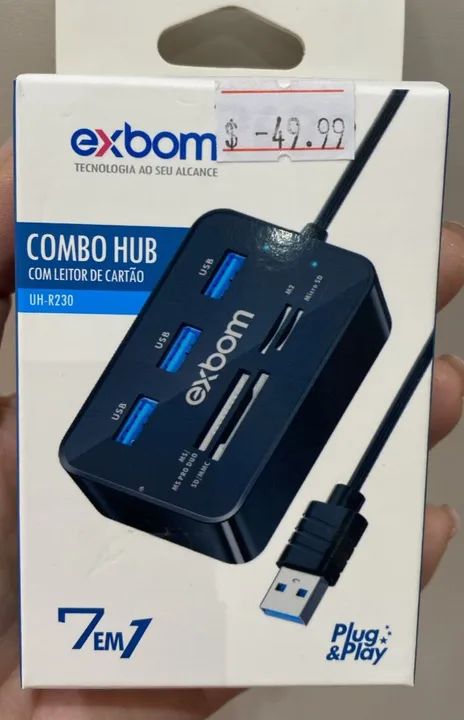 Hub com leitor de cartão 7 em 1 -usb 2.0 uh-r230 - Exbom Loja Coimbra Computadores Entrega