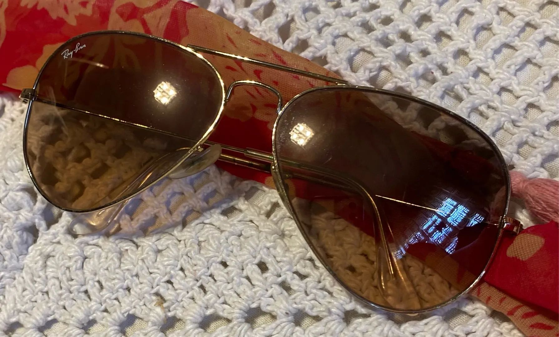 Óculos de Sol Ray-Ban Aviator Dourado - Foto 2