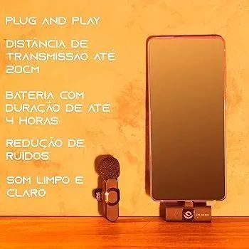 Microfone de lapela tipo C + Adaptadores  - Foto 2