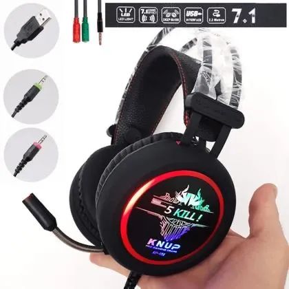 Headset Gamer Knup 7.1 com LED RGB e Microfone