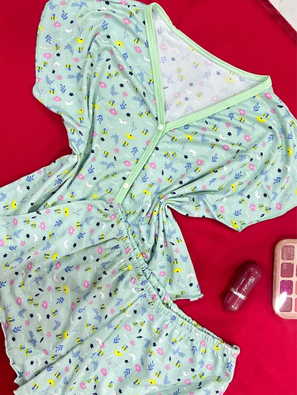 Baby doll Sued Feminino Floral Confortável