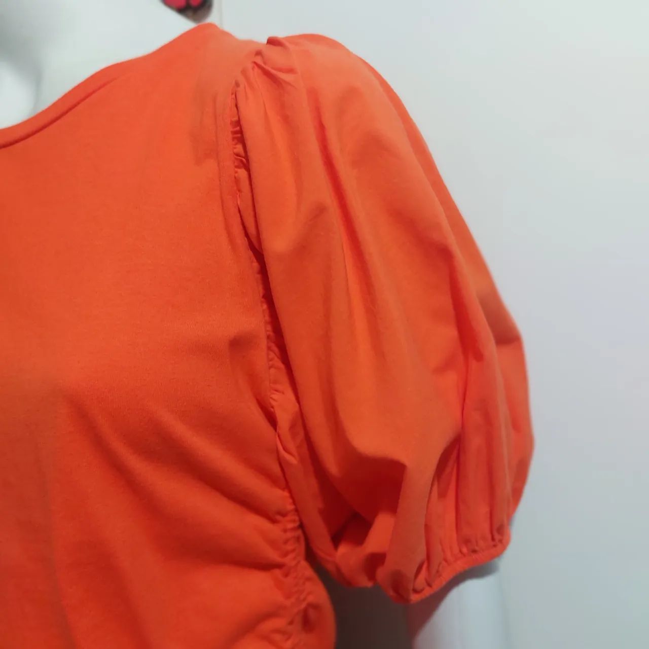 Blusa Laranja Zara com Mangas bufantes Bufantes  - Foto 3