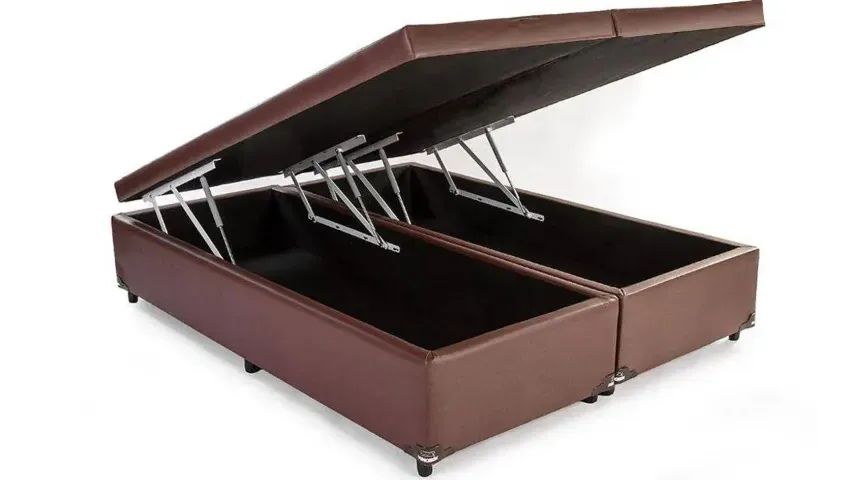Base Box Baú Queen Bipartido Blindado Marrom - Entrega Rápida! 