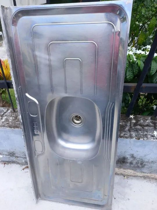 Tampo de pia inox com válvula 1,20x0,60