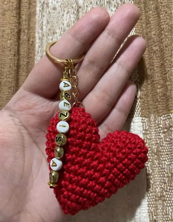 Chaveiro Coração Crochê Personalizado