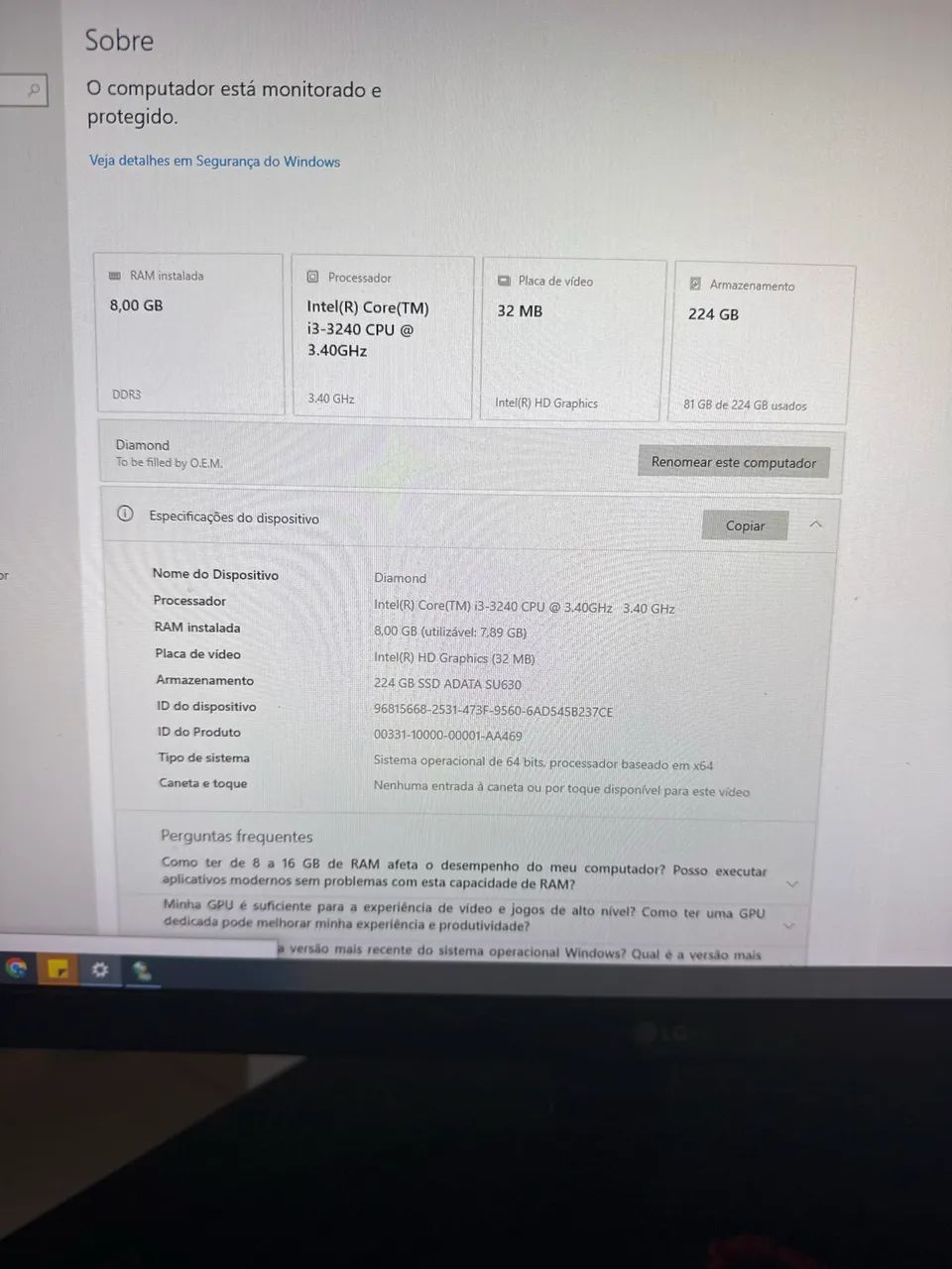 Computador Completo p/ Trabalho ou Estudos - i3, 8GB RAM, SSD - Pronto para Uso! - Foto 2