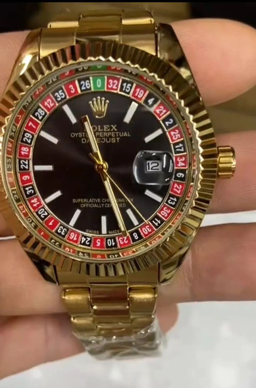 Relógio Estilo Rolex Cassino em Aço Inoxidável 