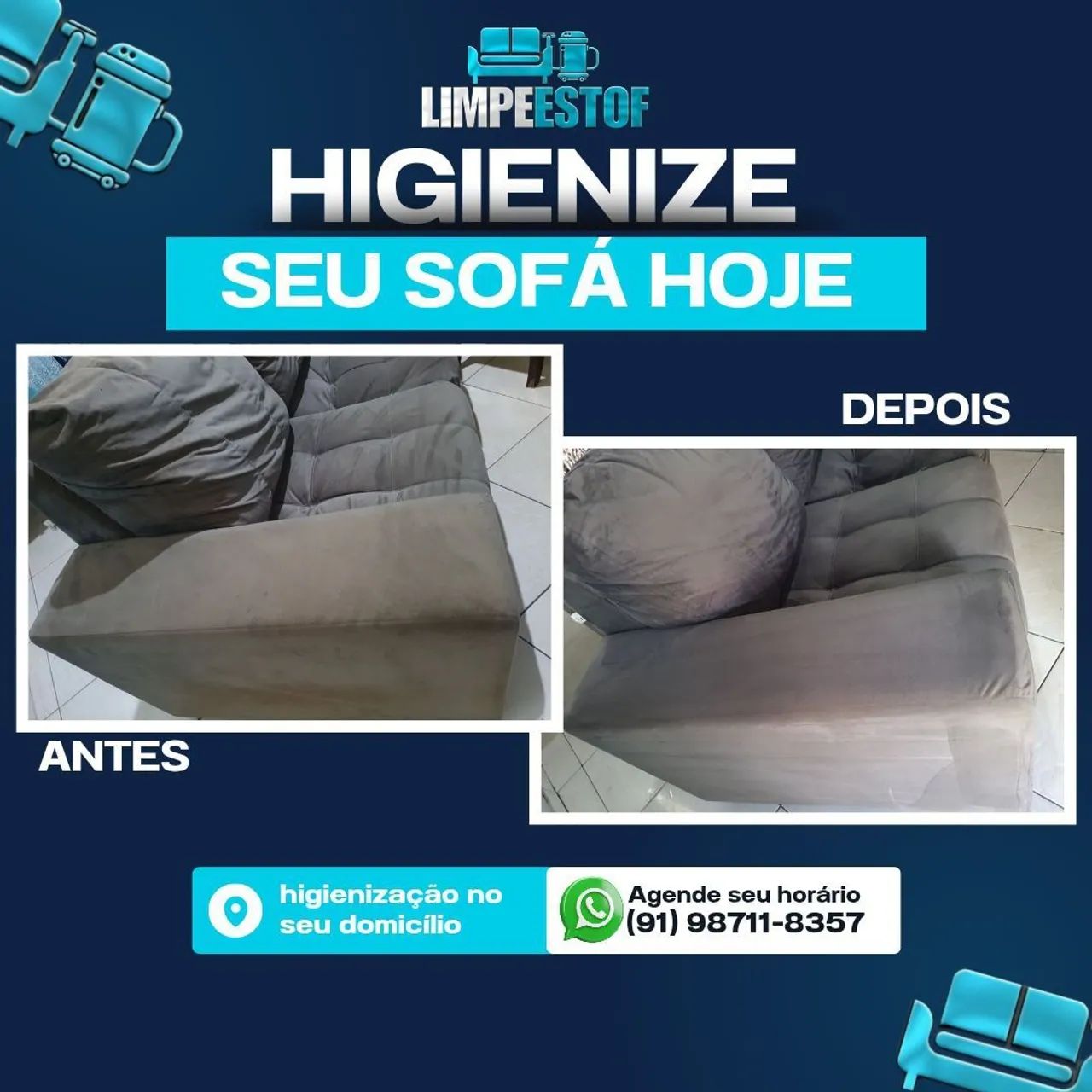 Higienização de Sofá Normal 2 lugares 