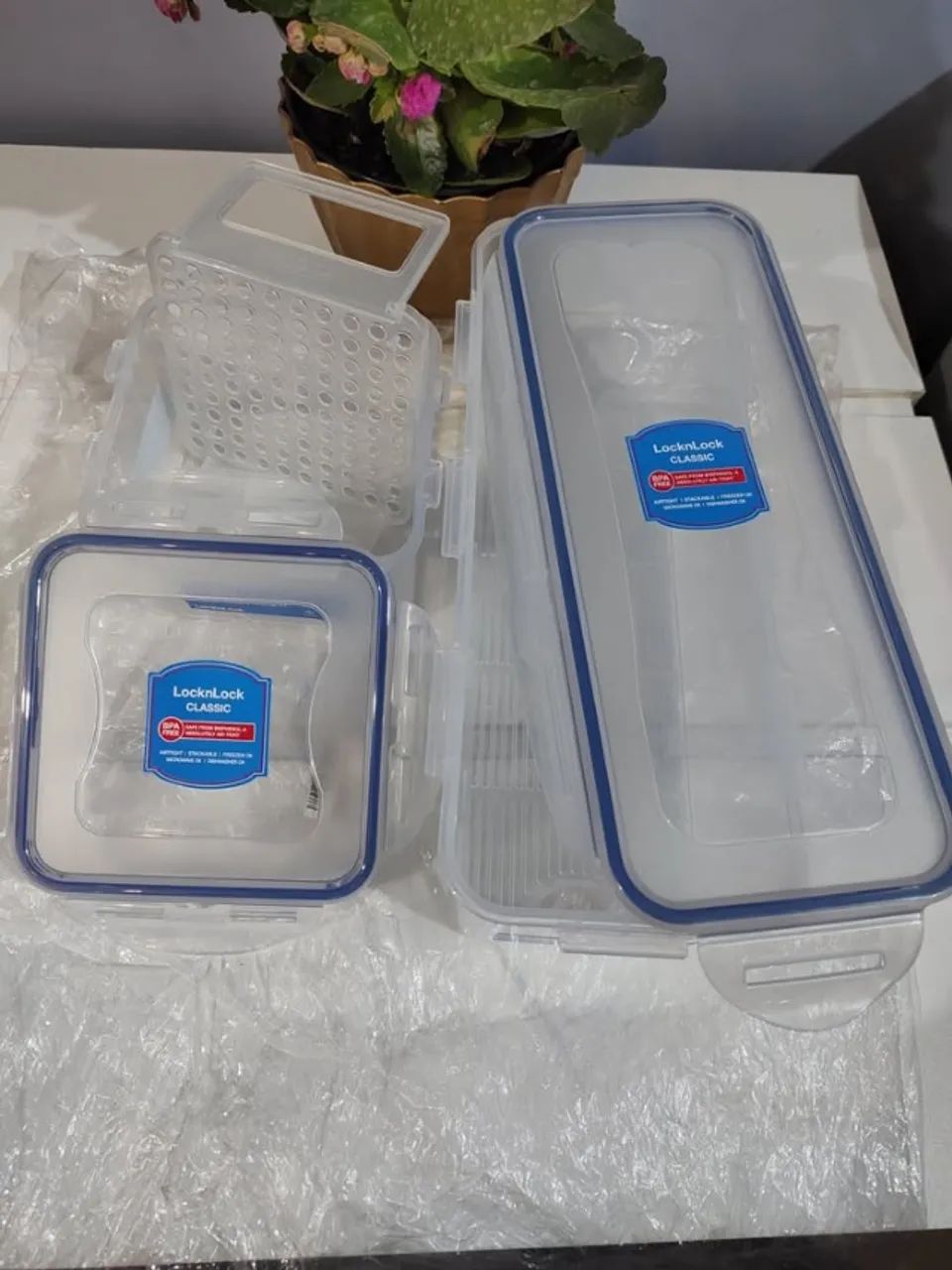 Potes Herméticos Porta Saladas + Porta Queijo Lock&lock Cor Transparente (contém 2 potes) - Foto 5