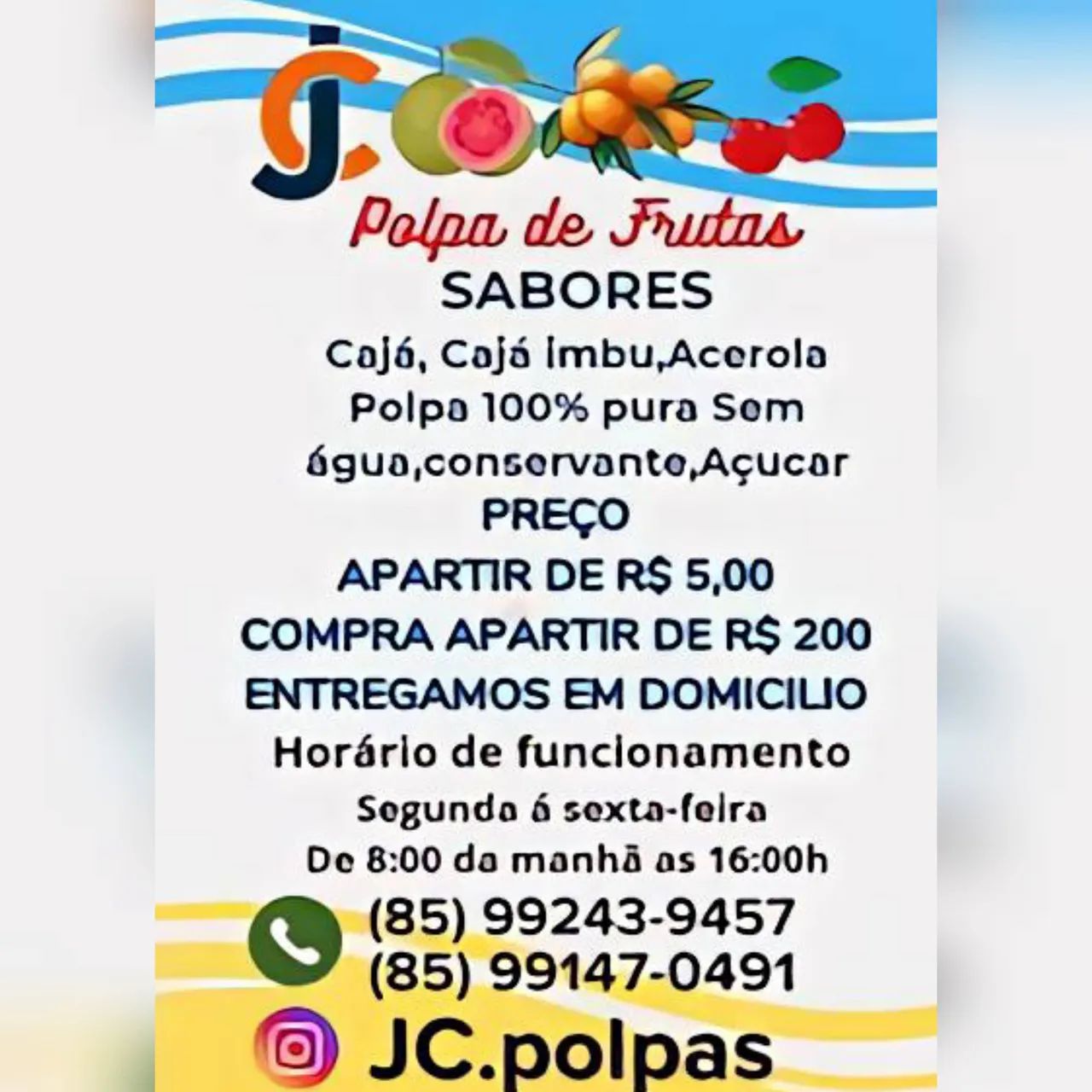 Polpa de Frutas - Cajá, Cajá Imbu, Acerola